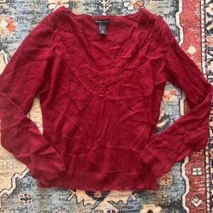 Red New York & Company sweater with beaded details